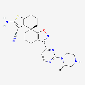 molecular formula C24H27N7OS B12381246 (S)-2-amino-3'-(2-((S)-2-methylpiperazin-1-yl)pyrimidin-4-yl)-5',6,6',7-tetrahydro-4'H,5H-spiro[benzo[b]thiophene-4,7'-benzo[d]isoxazole]-3-carbonitrile CAS No. 2937344-16-4