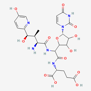 (2R)-2-[[2-[[(2S,3S,4R)-2-amino-4-hydroxy-4-(5-hydroxypyridin-2-yl)-3-methylbutanoyl]amino]-2-[(5S)-5-(2,4-dioxopyrimidin-1-yl)-3,4-dihydroxyoxolan-2-yl]acetyl]amino]pentanedioic acid