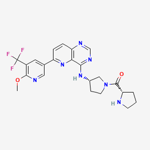 molecular formula C23H24F3N7O2 B12381388 [(3S)-3-[[6-[6-methoxy-5-(trifluoromethyl)pyridin-3-yl]pyrido[3,2-d]pyrimidin-4-yl]amino]pyrrolidin-1-yl]-[(2S)-pyrrolidin-2-yl]methanone 