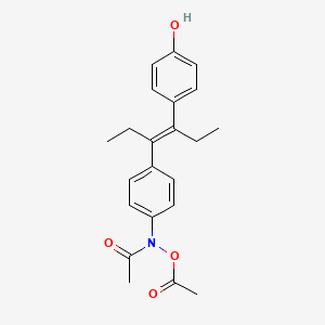 molecular formula C22H25NO4 B1238142 Acetamide, N-(acetyloxy)-N-(4-(1-ethyl-2-(4-hydroxyphenyl)-1-butenyl)phenyl)-, (E)- CAS No. 52569-57-0