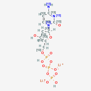 molecular formula C9H14Li2N3O13P3 B12381488 Deoxycytidine triphosphate-13C9,15N3 (dilithium) 