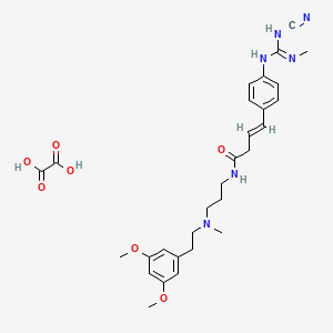 molecular formula C29H38N6O7 B1238149 (E)-4-[4-[(N-cyano-N'-methylcarbamimidoyl)amino]phenyl]-N-[3-[2-(3,5-dimethoxyphenyl)ethyl-methylamino]propyl]but-3-enamide;oxalic acid CAS No. 142808-46-6