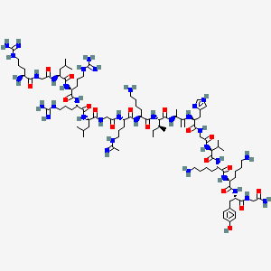 (2S)-6-amino-2-[[(2S)-6-amino-2-[[(2S)-2-[[2-[[(2S)-2-[[(3S)-3-[[(2S,3S)-2-[[(2S)-6-amino-2-[[(2S)-2-[[2-[[(2S)-2-[[(2S)-2-[[(2S)-2-[[(2S)-2-[[2-[[(2S)-2-amino-5-carbamimidamidopentanoyl]amino]acetyl]amino]-4-methylpentanoyl]amino]-5-carbamimidamidopentanoyl]amino]-5-carbamimidamidopentanoyl]amino]-4-methylpentanoyl]amino]acetyl]amino]-5-(ethanimidoylamino)pentanoyl]amino]hexanoyl]amino]-3-methylpentanoyl]amino]but-1-en-2-yl]amino]-3-(1H-imidazol-4-yl)propanoyl]amino]acetyl]amino]-3-methylbutanoyl]amino]hexanoyl]amino]-N-[(2S)-1-[(2-amino-2-oxoethyl)amino]-3-(4-hydroxyphenyl)-1-oxopropan-2-yl]hexanamide