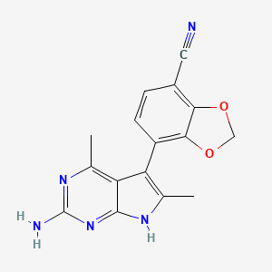 7-(2-amino-4,6-dimethyl-7H-pyrrolo[2,3-d]pyrimidin-5-yl)-1,3-benzodioxole-4-carbonitrile