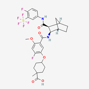 molecular formula C30H33F7N2O6S B12381615 4-[2-fluoro-5-[[(1S,2R,3S,4R)-3-[[4-fluoro-3-(pentafluoro-lambda6-sulfanyl)phenyl]carbamoyl]-2-bicyclo[2.2.1]heptanyl]carbamoyl]-4-methoxyphenoxy]-1-methylcyclohexane-1-carboxylic acid 