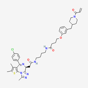 N-[4-[[2-[(9S)-7-(4-chlorophenyl)-4,5,13-trimethyl-3-thia-1,8,11,12-tetrazatricyclo[8.3.0.02,6]trideca-2(6),4,7,10,12-pentaen-9-yl]acetyl]amino]butyl]-4-[3-[(1-prop-2-enoylpiperidin-4-yl)methyl]phenoxy]butanamide