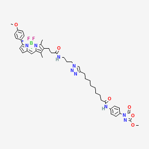 molecular formula C44H52BF2N9O6 B12381696 9-[1-[3-[3-[2,2-difluoro-12-(4-methoxyphenyl)-4,6-dimethyl-3-aza-1-azonia-2-boranuidatricyclo[7.3.0.03,7]dodeca-1(12),4,6,8,10-pentaen-5-yl]propanoylamino]propyl]triazol-4-yl]-N-[4-(5-methoxy-2-oxo-1,3,4-oxadiazol-3-yl)phenyl]nonanamide 