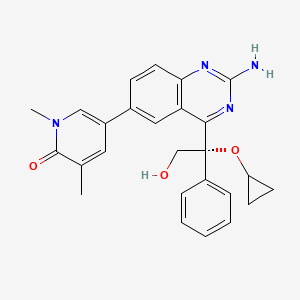 molecular formula C26H26N4O3 B12381862 5-[2-amino-4-[(1S)-1-cyclopropyloxy-2-hydroxy-1-phenylethyl]quinazolin-6-yl]-1,3-dimethylpyridin-2-one 