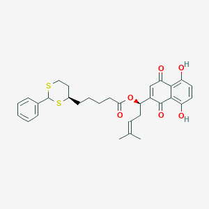 molecular formula C31H34O6S2 B12381864 [(1R)-1-(5,8-dihydroxy-1,4-dioxonaphthalen-2-yl)-4-methylpent-3-enyl] 5-[(4R)-2-phenyl-1,3-dithian-4-yl]pentanoate 