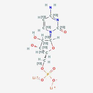 molecular formula C9H12Li2N3O8P B12381873 dilithium;[(2R,3R,5R)-5-(4-amino-2-oxo(2,4,5,6-13C4)pyrimidin-1-yl)-3,4-dihydroxy(2,3,4,5-13C4)oxolan-2-yl](113C)methyl phosphate 