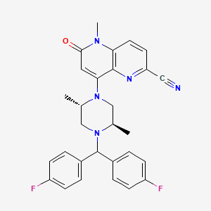 8-[(2S,5R)-4-[bis(4-fluorophenyl)methyl]-2,5-dimethylpiperazin-1-yl]-5-methyl-6-oxo-1,5-naphthyridine-2-carbonitrile