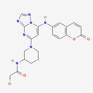 molecular formula C21H20BrN7O3 B12382032 2-bromo-N-[1-[7-[(2-oxochromen-6-yl)amino]-[1,2,4]triazolo[1,5-a]pyrimidin-5-yl]piperidin-3-yl]acetamide 