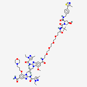 2-[(2-ethyl-5-methylpyrazole-3-carbonyl)amino]-1-[(E)-4-[2-[(2-ethyl-5-methylpyrazole-3-carbonyl)amino]-5-[2-[2-[2-[2-[3-[[(2R)-1-[(2S,4R)-4-hydroxy-2-[[4-(4-methyl-1,3-thiazol-5-yl)phenyl]methylcarbamoyl]pyrrolidin-1-yl]-3,3-dimethyl-1-oxobutan-2-yl]amino]-3-oxopropoxy]ethoxy]ethoxy]ethoxy]ethylcarbamoyl]-7-methoxybenzimidazol-1-yl]but-2-enyl]-7-(3-morpholin-4-ylpropoxy)benzimidazole-5-carboxamide