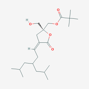 molecular formula C22H38O5 B12382080 (R,Z)-2-(2-(hydroxymethyl)-4-(3-isobutyl-5-methylhexylidene)-5-oxo-tetrahydrofuran-2-yl)ethyl pivalate 