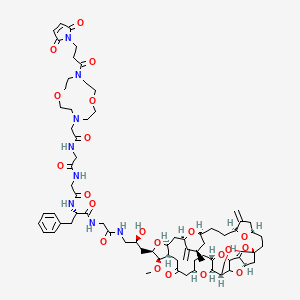 molecular formula C72H100N8O21 B12382127 (2S)-2-[[2-[[2-[[2-[10-[3-(2,5-dioxopyrrol-1-yl)propanoyl]-1,7-dioxa-4,10-diazacyclododec-4-yl]acetyl]amino]acetyl]amino]acetyl]amino]-N-[2-[[(2S)-2-hydroxy-3-[(1S,3S,6S,9S,12S,14R,16R,18S,20R,21R,22S,26R,29S,32S,33R,36S)-21-methoxy-14-methyl-8,15-dimethylidene-24-oxo-2,19,30,34,37,39,40,41-octaoxanonacyclo[24.9.2.13,32.13,33.16,9.112,16.018,22.029,36.031,35]hentetracontan-20-yl]propyl]amino]-2-oxoethyl]-3-phenylpropanamide 