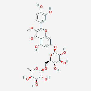 molecular formula C28H32O16 B1238215 3',4',5,7-四羟基-3-甲氧基黄酮-7-O-α-L-鼠李糖吡喃糖基-(1->6)-β-D-葡萄糖吡喃糖苷 