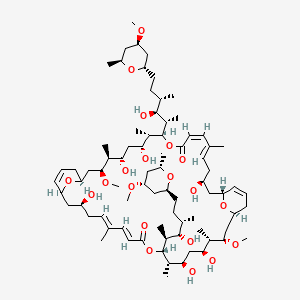 molecular formula C78H132O20 B1238225 (1R,3S,5E,7E,11S,12S,13R,15S,16S,17S,19S,23S,25S,27E,29E,33S,34S,35R,37S,38S,39S,41S)-3,13,15,25,35,37-hexahydroxy-11,33-bis[(2S,3S,4S)-3-hydroxy-6-[(2S,4R,6S)-4-methoxy-6-methyloxan-2-yl]-4-methylhexan-2-yl]-17,39-dimethoxy-6,12,16,28,34,38-hexamethyl-10,32,45,46-tetraoxatricyclo[39.3.1.119,23]hexatetraconta-5,7,21,27,29,43-hexaene-9,31-dione 