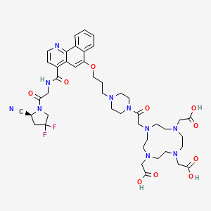 molecular formula C44H56F2N10O10 B12382268 2-[4,7-bis(carboxymethyl)-10-[2-[4-[3-[4-[[2-[(2S)-2-cyano-4,4-difluoropyrrolidin-1-yl]-2-oxoethyl]carbamoyl]benzo[h]quinolin-6-yl]oxypropyl]piperazin-1-yl]-2-oxoethyl]-1,4,7,10-tetrazacyclododec-1-yl]acetic acid 