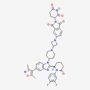 5-[3-[4-[2-[(2S)-1-(3,4-difluorophenyl)-6-oxopiperidin-2-yl]-5-(3,5-dimethyl-1,2-oxazol-4-yl)benzimidazol-1-yl]piperidin-1-yl]azetidin-1-yl]-2-(2,6-dioxopiperidin-3-yl)isoindole-1,3-dione