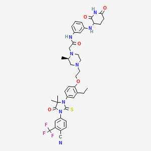 2-[(2R)-4-[2-[4-[3-[4-cyano-3-(trifluoromethyl)phenyl]-5,5-dimethyl-4-oxo-2-sulfanylideneimidazolidin-1-yl]-2-ethylphenoxy]ethyl]-2-methylpiperazin-1-yl]-N-[3-[(2,6-dioxopiperidin-3-yl)amino]phenyl]acetamide