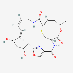 molecular formula C22H27N3O7S B1238267 6,23-Dioxa-26-Thia-2,17,27-triazatricyclo[17.5.2.1(4,7)]heptacosa-4,7(27),12,14,19-pentaene-3,8,24-trione, 9,11-dihydroxy-22-methyl-, [1S-(1R*,9R*,11R*,12E,14E,19Z,22S*)]- 