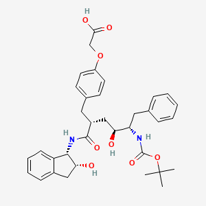 molecular formula C35H42N2O8 B1238270 N-(2(R)-Hydroxy-1(S)-indanyl)-5(S)-[(tert-butyloxycarbonyl)amino]-4(S)-hydroxy-6-phenyl-2(R)-[[4-(carboxymethyl)phenyl]methyl]hexanamide 