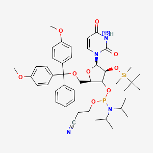 molecular formula C45H61N4O9PSi B12382846 3-[[(2R,4S,5R)-2-[[bis(4-methoxyphenyl)-phenylmethoxy]methyl]-4-[tert-butyl(dimethyl)silyl]oxy-5-(2,4-dioxo(315N)pyrimidin-1-yl)oxolan-3-yl]oxy-[di(propan-2-yl)amino]phosphanyl]oxypropanenitrile 