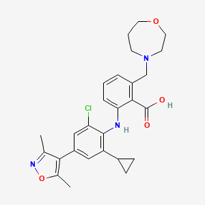 2-[2-Chloro-6-cyclopropyl-4-(3,5-dimethyl-1,2-oxazol-4-yl)anilino]-6-(1,4-oxazepan-4-ylmethyl)benzoic acid