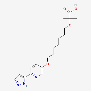 2-methyl-2-[7-[6-(1H-pyrazol-5-yl)pyridin-3-yl]oxyheptoxy]propanoic acid