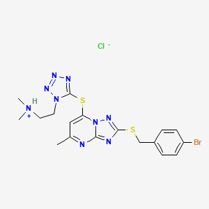 molecular formula C18H21BrClN9S2 B12382938 2-[5-[[2-[(4-Bromophenyl)methylsulfanyl]-5-methyl-[1,2,4]triazolo[1,5-a]pyrimidin-7-yl]sulfanyl]tetrazol-1-yl]ethyl-dimethylazanium;chloride 