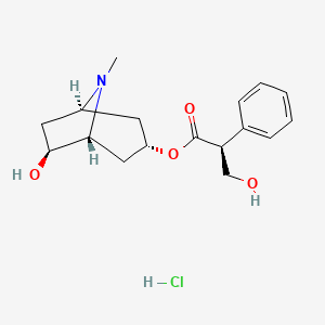 molecular formula C17H24ClNO4 B12383002 (S)-(1R,3S,5R,6S)-6-hydroxy-8-methyl-8-azabicyclo[3.2.1]octan-3-yl 3-hydroxy-2-phenylpropanoate hydrochloride CAS No. 131674-05-0