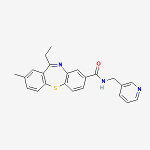 molecular formula C23H21N3OS B1238304 6-乙基-8-甲基-N-(3-吡啶基甲基)-3-苯并[b][1,4]苯并噻吩并咔盒酰胺 