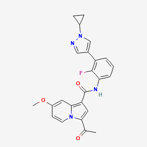 molecular formula C24H21FN4O3 B12383106 3-acetyl-N-[3-(1-cyclopropylpyrazol-4-yl)-2-fluorophenyl]-7-methoxyindolizine-1-carboxamide 