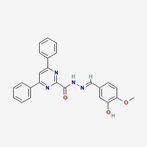 molecular formula C25H20N4O3 B1238312 N-[(E)-(3-hydroxy-4-methoxyphenyl)methylideneamino]-4,6-diphenylpyrimidine-2-carboxamide 