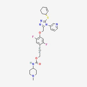 molecular formula C30H32F2N6O3S B12383285 3-[4-[[5-[(1R)-cyclohex-2-en-1-yl]sulfanyl-4-pyridin-3-yl-1,2,4-triazol-3-yl]methoxy]-2,5-difluorophenyl]prop-2-ynyl N-(1-methylpiperidin-4-yl)carbamate 