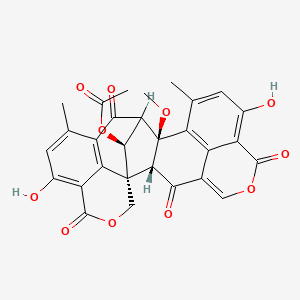 molecular formula C29H22O11 B1238342 [(1S,2R,13S,24S)-9,19-dihydroxy-13-methoxy-11,17-dimethyl-3,7,15,21-tetraoxo-6,22-dioxaheptacyclo[12.9.1.11,16.14,8.02,13.012,26.020,25]hexacosa-4,8,10,12(26),16(25),17,19-heptaen-24-yl] acetate 