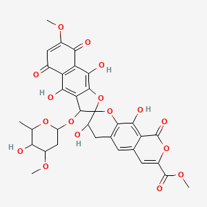 methyl 3,4',9',10-tetrahydroxy-3'-(5-hydroxy-4-methoxy-6-methyloxan-2-yl)oxy-7'-methoxy-5',8',9-trioxospiro[3,4-dihydropyrano[4,3-g]chromene-2,2'-3H-benzo[f][1]benzofuran]-7-carboxylate