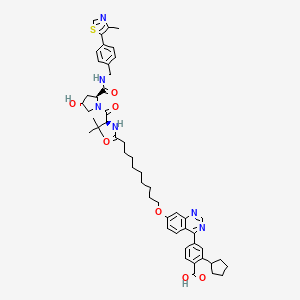 2-cyclopentyl-4-[7-[10-[[(2S)-1-[(2S,4R)-4-hydroxy-2-[[4-(4-methyl-1,3-thiazol-5-yl)phenyl]methylcarbamoyl]pyrrolidin-1-yl]-3,3-dimethyl-1-oxobutan-2-yl]amino]-10-oxodecoxy]quinazolin-4-yl]benzoic acid