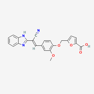 molecular formula C23H17N3O5 B1238353 5-[[4-[(E)-2-(1H-benzimidazol-2-yl)-2-cyanoethenyl]-2-methoxyphenoxy]methyl]furan-2-carboxylic acid 