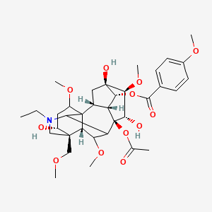 molecular formula C35H49NO12 B12383549 [(2R,3R,4R,5R,6S,7S,8R,13R,14R,16S,17S,18R)-8-acetyloxy-11-ethyl-5,7,14-trihydroxy-6,16,18-trimethoxy-13-(methoxymethyl)-11-azahexacyclo[7.7.2.12,5.01,10.03,8.013,17]nonadecan-4-yl] 4-methoxybenzoate 