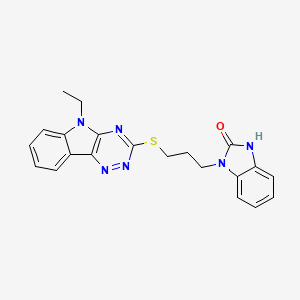 molecular formula C21H20N6OS B1238370 3-[3-[(5-ethyl-[1,2,4]triazino[5,6-b]indol-3-yl)thio]propyl]-1H-benzimidazol-2-one 