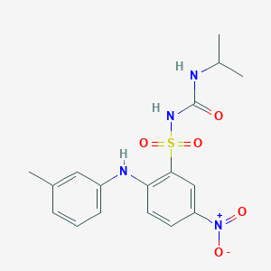 molecular formula C17H20N4O5S B1238371 1-[2-(3-Methylanilino)-5-nitrophenyl]sulfonyl-3-propan-2-ylurea 