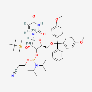 3-[[(2R,4S,5R)-2-[[bis(4-methoxyphenyl)-phenylmethoxy]methyl]-4-[tert-butyl(dimethyl)silyl]oxy-5-(5-deuterio-2,4-dioxo(613C)pyrimidin-1-yl)(513C)oxolan-3-yl]oxy-[di(propan-2-yl)amino]phosphanyl]oxypropanenitrile