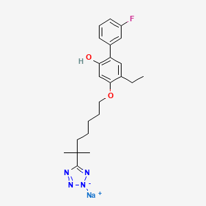 Sodium;4-ethyl-2-(3-fluorophenyl)-5-[6-methyl-6-(1,2,4-triaza-3-azanidacyclopenta-1,4-dien-5-yl)heptoxy]phenol