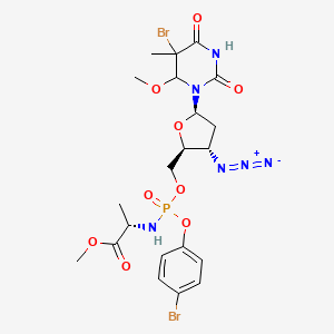 methyl (2S)-2-[[[(2S,3S,5R)-3-azido-5-(5-bromo-6-methoxy-5-methyl-2,4-dioxo-hexahydropyrimidin-1-yl)tetrahydrofuran-2-yl]methoxy-(4-bromophenoxy)phosphoryl]amino]propanoate