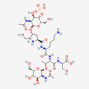 (2S)-2-[[(2S,3R)-3-[(2R,3S,4R,5S,6S)-3-acetamido-4,5-dihydroxy-6-(hydroxymethyl)oxan-2-yl]oxy-2-[[(2S)-2-[[(2S,4R)-4-[(2R,3S,4R,5S,6S)-3-acetamido-4-hydroxy-6-(hydroxymethyl)-5-sulfooxyoxan-2-yl]oxy-5-(hydroxymethyl)pyrrolidine-2-carbonyl]amino]-6-aminohexanoyl]amino]butanoyl]amino]-3-hydroxypropanoic acid