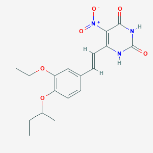 molecular formula C18H21N3O6 B1238408 6-{(E)-2-[4-(丁-2-氧基)-3-乙氧基苯基]乙烯基}-5-硝基嘧啶-2,4-二醇 