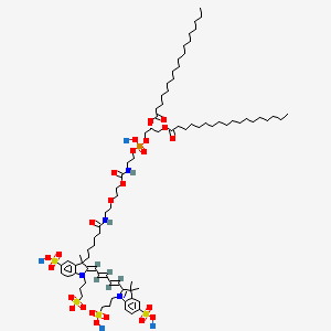 tetrasodium;(2Z)-2-[(2E,4E)-5-[3,3-dimethyl-5-sulfonato-1-(3-sulfonatopropyl)indol-1-ium-2-yl]penta-2,4-dienylidene]-3-[6-[2-[2-[2-[[(2R)-2,3-di(octadecanoyloxy)propoxy]-oxidophosphoryl]oxyethylcarbamoyloxy]ethoxy]ethylamino]-6-oxohexyl]-3-methyl-1-(3-sulfonatopropyl)indole-5-sulfonate