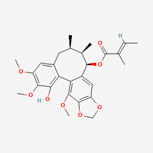 molecular formula C27H32O8 B12384167 [(9R,10R,11R)-3-hydroxy-4,5,19-trimethoxy-9,10-dimethyl-15,17-dioxatetracyclo[10.7.0.02,7.014,18]nonadeca-1(19),2,4,6,12,14(18)-hexaen-11-yl] (E)-2-methylbut-2-enoate 