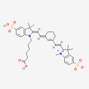 2-[(E)-2-[(3E)-3-[(2Z)-2-[1-(5-carboxypentyl)-3,3-dimethyl-5-sulfoindol-2-ylidene]ethylidene]cyclohexen-1-yl]ethenyl]-1,3,3-trimethylindol-1-ium-5-sulfonate